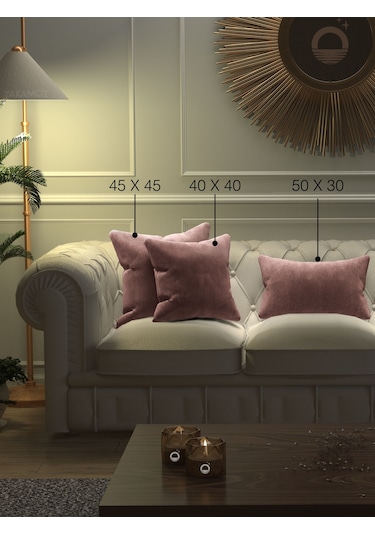 Tatlı Pembe Kırlent , Yastık Kılıfı Kadife Görünümlü Velvet Touch Serisi Tatlı Pembe