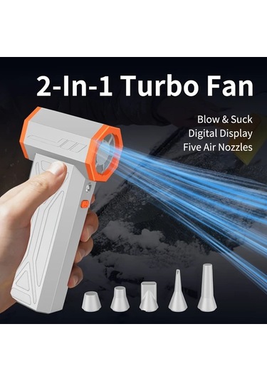 Fochsia Aicevoos Şarj Edilebilir Yüksek Hız Turbo Jet Fan Vakum Aksesuarlı Gri Toz Kar Temizleme Bilgisayar Araç Kamp