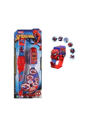 Kumik Spiderman Arabalı Ve Projeksiyonlu Saat 6 Farklı Karakteri Duvara Yansıtır