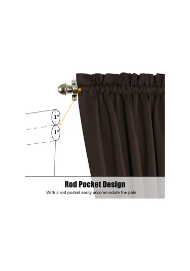 Vkemall 2 Adet Kahverengi Gölgeli Perde Seti - 63x182cm, Üç Katlı Örgü, Isı Ve Gürültü Yalıtımı, Makine Yıkama Uygun, Ayna Kordonlu Kahverengi