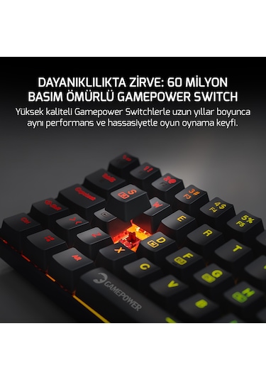 Gamepower Lyra Rgb 60m 62tuş Siyah Mekanik Kablolu Red Switch Ckckgmp0015