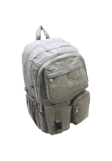 Klinkır Okul Çantası Lise Ortaokul Üniversite Kadın Sırt Çantası Hafif Kumaş Çok Cepli Bej