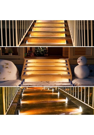 Zmc Bilişim 8 Adet Üçgen Güneş Enerjisi İle Şarj Olan Dış Mekan Solar Basamak Köşe Lambası