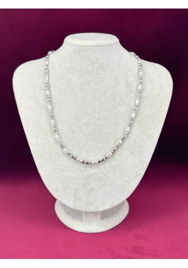 Beyaz Taşlı Ve Gümüş Detaylı Silver Kolye Silver