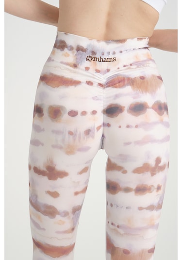 Batik Kalçası Büzgülü Kalça Şekillendirici Pushup Yüksek Bel Topa Beyaz - Kahverengi