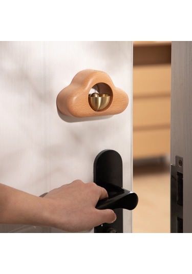 Sones Emiş Kapısı Rüzgar Çanı Manyetik Emiş Kapı Zili Ahşap Dekorasyon, Renk: Kayın