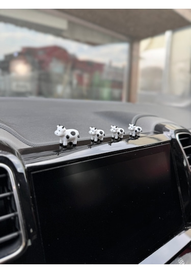 4 Parça Sevimli İnek Ailesi Dikiz Aynası Süsü - İnek Ayna Süsü Araba Süsü Torpido Süsü Oto Aksesuar