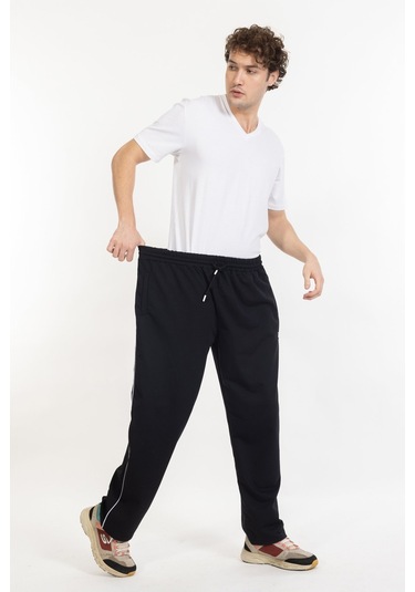 Büyük Beden Erkek Eşofman Altı Cepli Fermuarlı Blr-08- 1009 Siyah