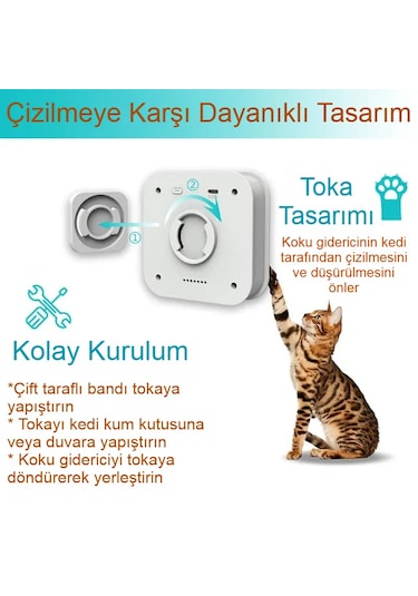 Akıllı Evcil Hayvan Koku Arıtma Cihazı Usb Şarjlı Deodorant Ve Sterilizasyon Özellikli