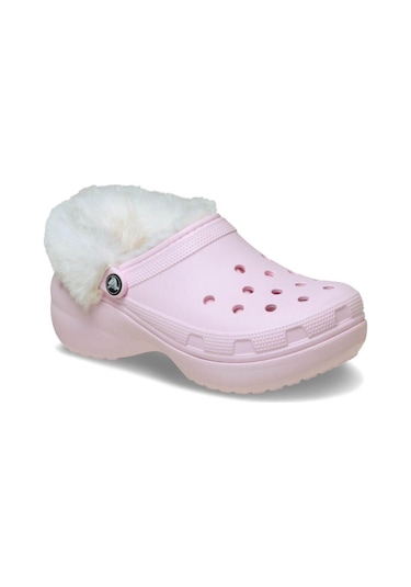 Crocs Classic Platform Fuzz Lined Clog Pink Milk Terlik 212854-6zw Pembe