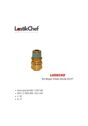 Lüdecke Es14a Es Stoper Erkek Gövde R1/4"