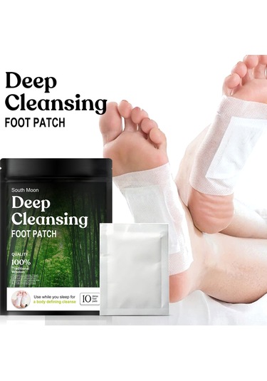 Mufunye Doğal Bambu Kömürlü Ayak Bantları - Stres Giderici, Rahat Uyku Sağlayan Masaj Pedi 10 Adet Beyaz