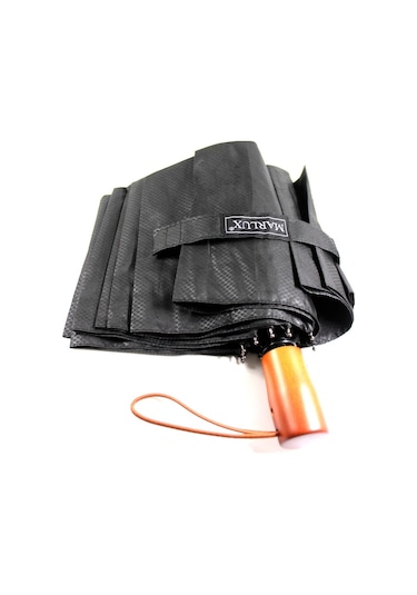 Marlux Wood Series Tam Otomatik Unisex Şemsiye Siyah