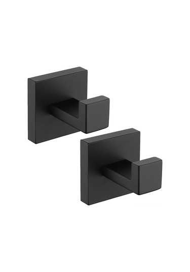 Dofolink 304 Paslanmaz Çelik Duvar Kanca, Siyah Kare Desenli, Banyo Havlu & Giysi Asıcı, 2 Adet, Dayanıklı Ve Kolay Kurulum Siyah