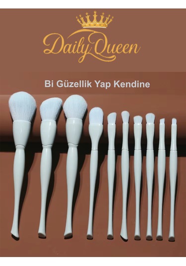 10 Lu Plastik Saplı Makyaj Fırça Seti Yumuşak Sentetik Kıllar, Profesyonel Sonuç Buz Mavi