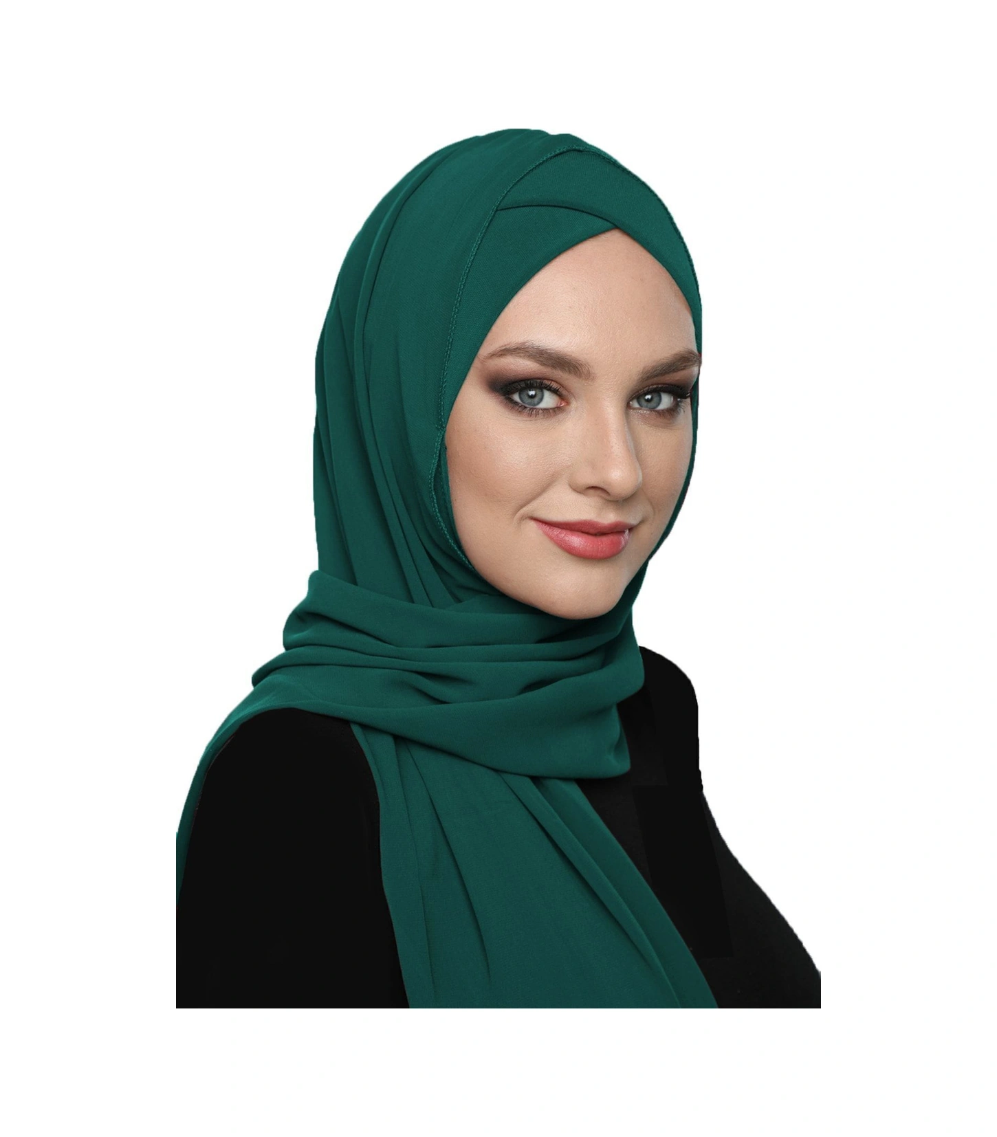 Şallı Takmatik Sade Yeşil Hazır Türban Tesettür Bone Namaz Örtüsü Hürrem