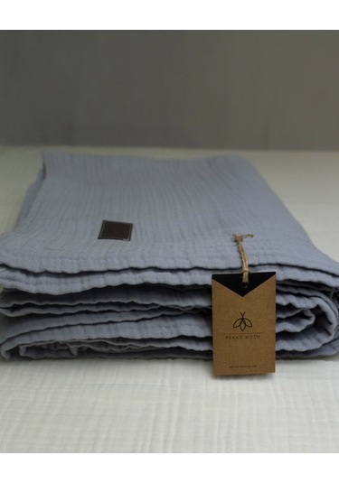 4 Katlı Müslin Yatak Örtüsü - Battaniye Pike %100 Organik Pamuk Dört Mevsim Yumuşak Çift Kişilik Açık Gri