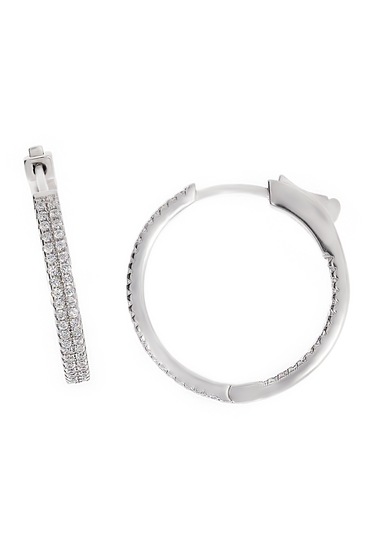 Kadın Çift Sıra Taş Detay Halka Gümüş Küpe Parlak Gümüş