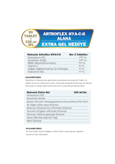 Nutraxin Artroflex Hya-c-ıı 90 Tablet Extra Gel Hediyeli