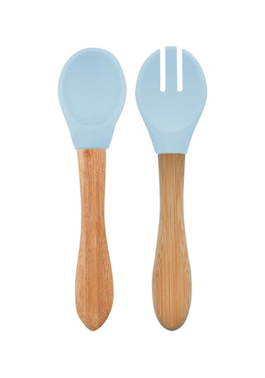 Oioi Mama Kaşığı + Çatal Mineral Blue Mavi