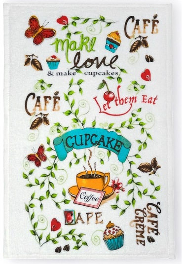 2li Paket Baskılı Beyaz Mutfak Havlusu Modeli Make Love