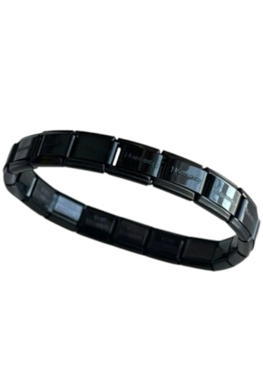 Çelik Bileklik İtalyan Charm Model Unisex Erkek Kadın 3 Mm 18 Cm Siyah Black Siyah