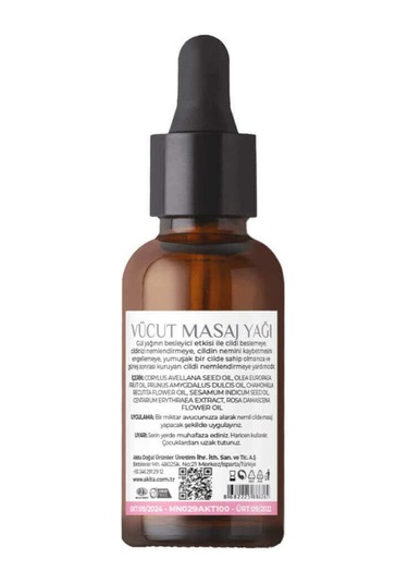 Akita Doğal Vücut ve Masaj Yağı Gül 50 ML