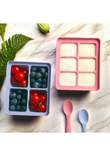 Ximistore9 Büyük Boy Silikon Bebek Yemek Mutfak Kutusu - Buzağı Molds, Pişirme & Muhafaza, Kapaklı, Kolay Çıkarma Pembe + Mor + Yeşil Pembe - Mor - Yeşil