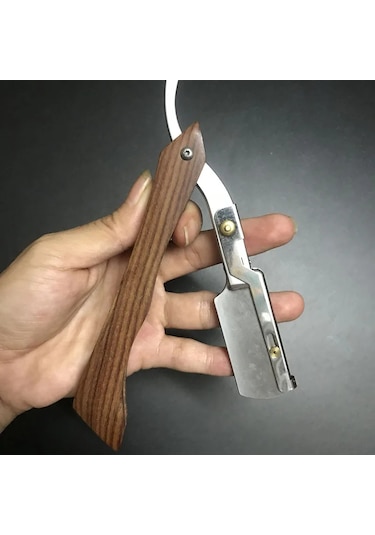 Berber Tıraş Düz Jilet Klasik Manuel Berber Jilet Katlanır Bıçak Erkekler Razorand Bag A