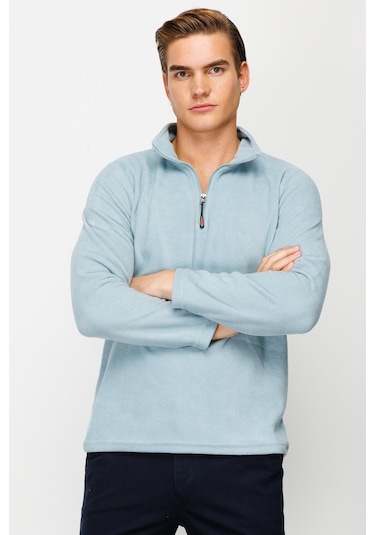 İgs Erkek Mavi Standart Yarım Fermuar Polar Mavi