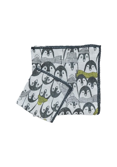 Ecocotton Pingu Bebek Müslin Örtü Seti 100 100 Cm - Füme