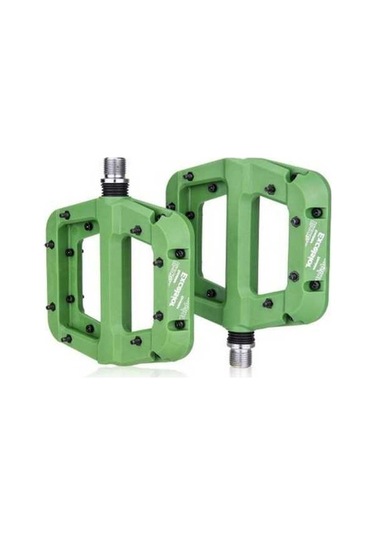 Pazly Geniş Kaymaz Naylon Pedallı Dağ Bisikleti Ayaklığı - Yeşil, Sızdırmaz Rulmanlı, Hafif Ve Dayanıklı, 9/16 İşmili