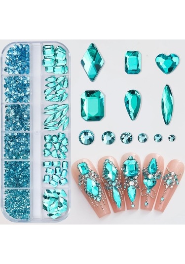 My Topped Pembe 12 Izgaralı Lüks Tırnak Rhinestones Nail Art Dekorasyon Dıy Manikür Taşları Transparent