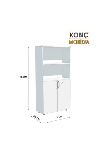 Kobiç Ofis Dosya Dolabı Kilitli Yarım Kapak Suntalam Dolap 70x35x150 Cm Meşe Meşe