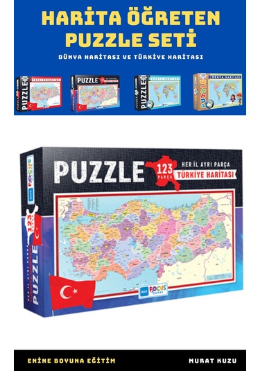 Harita Öğreten Puzzle Seti (4 Süper Kutu)