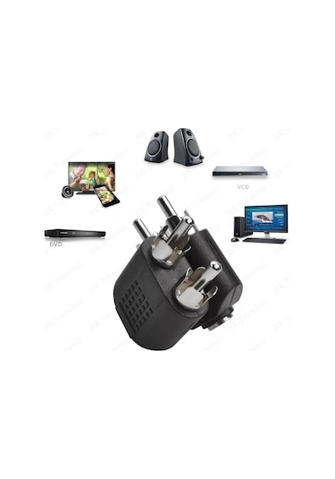 2 RCA Erkek to 3.5 mm Aux Stereo Dişi Ses Ayırıcı Adaptör