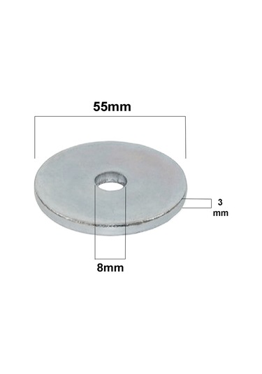 Aletçantam 55mm Büyük Kalın Demir Pul Galvanizli Şase Vida Civata Pulu -10 Adet