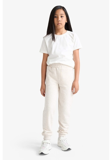 Defacto Kız Çocuk Standart Fit Basic Düz Beli Lastikli Jogger Eşofman Altı Y1226a625aubg667 Bej