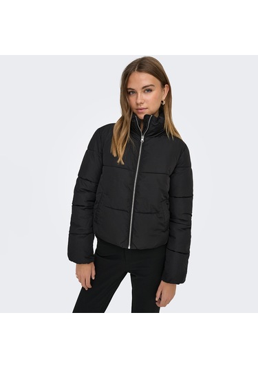 Jacqueline De Yong Newerica Life Short Padded Kadın Siyah Dik Yaka Ceket Siyah