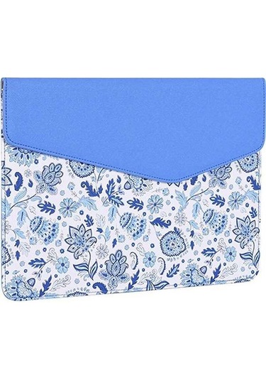 Prestigegoods Canvas Artisan E54-13 Manyetik Flip Cover Pu Deri Dizüstü Kılıf Çiçek Desen Defter Kılıf Çok Renkli