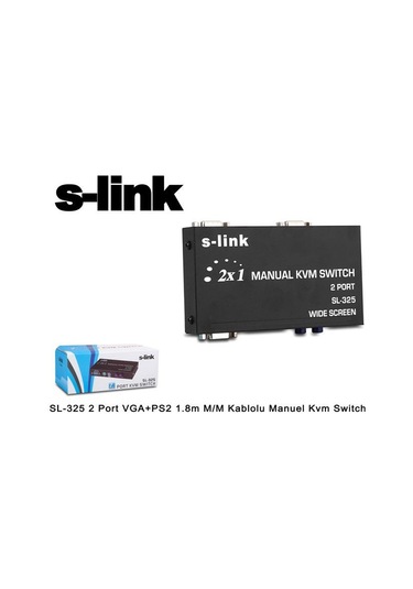 S Link Sl 325 2 Port Vga Ps2 1.8M M/M Kablolu Manuel Kvm Switch