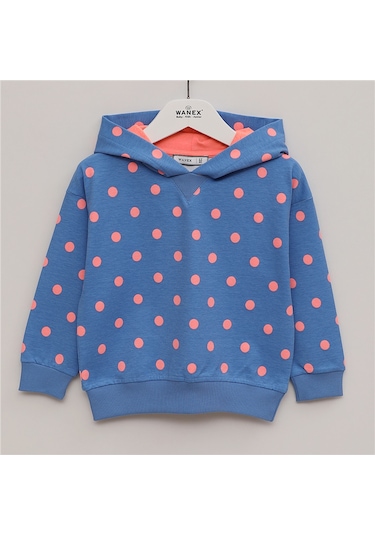 Wanex Kız Çocuk Uzun Kol İnce Kapüşonlu Sweatshirt - 32613 Mavi