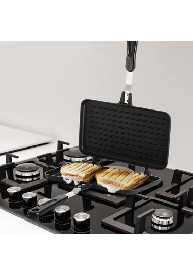 Sandviç Makinesi, Saplı Yapışmaz Izgara Tavası, Alüminyum Flip Tava İç Mekan Dış Mekan Kahvaltısı