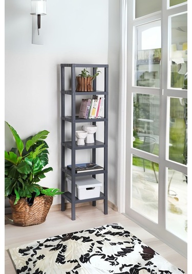 6 Katlı Dikey Raf Düzenleyici Plastik Raf Ünitesi, Gri