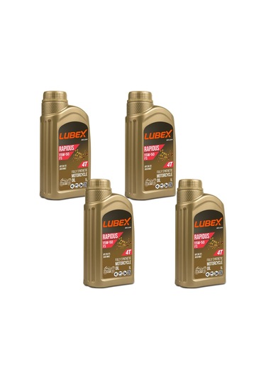 Lubex Rapidus Fs 15W-50 1 L 4 Zamanlı Motosiklet Yağı (4 Adet)