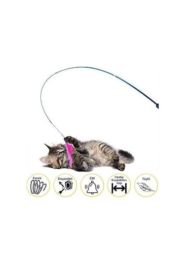 Buffer Teleskopik Tüylü Zilli Kedi Oltası 100 CM