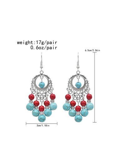 Ganzhoushop Taş Mor Mavi Küpeler Kırmızı Kadınlar İçin Etnik Damla Çingene Bohem Küpe Modeli Wv Mor