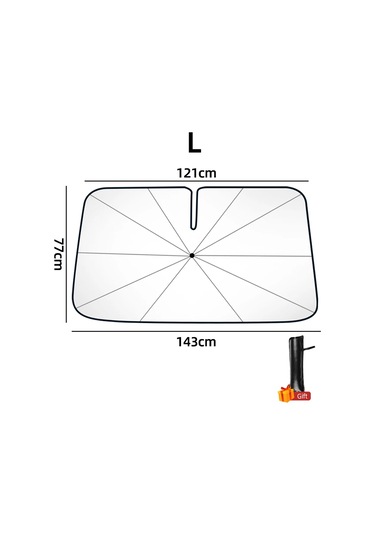 Goldenqian 360'lü Yeni Araç Ön Camı Güneşlik Şemsiyesi Döndürülebilir Bükülebilir Sap Ön Cam Güneşlik Uv Koruma Isı Yalıtımı L 143x121x77cm