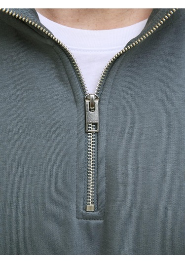 Jack & Jones Jjesoho Hn Noos Sweat Fermuarlı Yarım Yaka Erkek Sweatshirt Gri