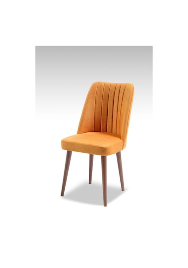 Polo Sandalye - Jerika Sarı - Ahşap Ceviz Ayak 4 Adet - Salon Sandalyesi / Mutfak Sandalyesi Sarı